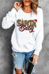 White Santa Baby Leopard Plaid Print Pullover Sweatshirt