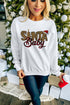 White Santa Baby Leopard Plaid Print Pullover Sweatshirt