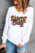 White Santa Baby Leopard Plaid Print Pullover Sweatshirt