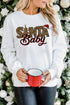 White Santa Baby Leopard Plaid Print Pullover Sweatshirt
