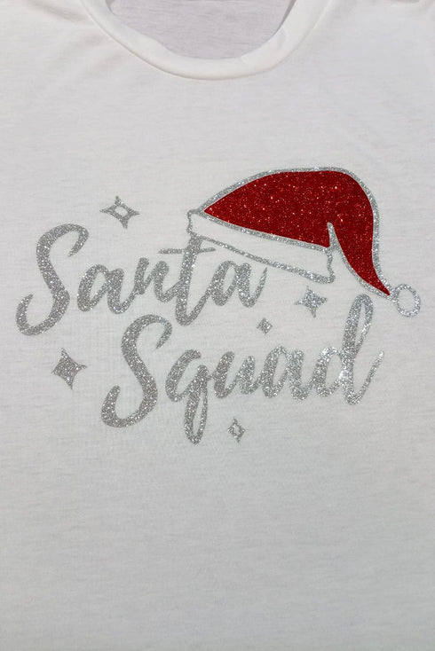 White Santa Squad Graphic Print Short Sleeve T Shirt