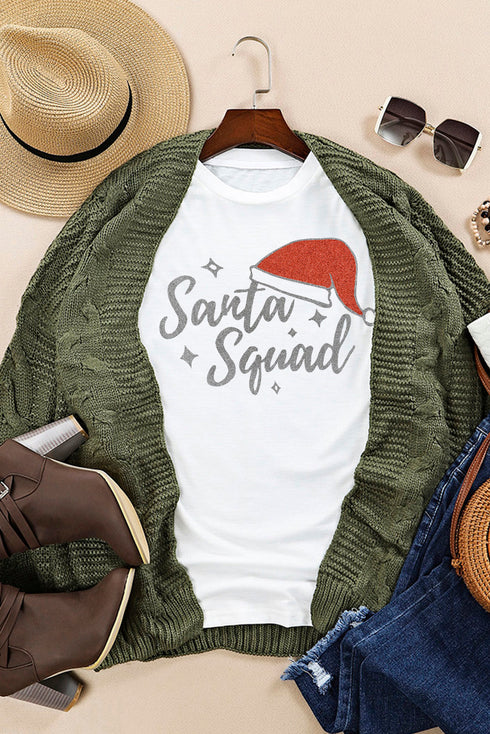 White Santa Squad Graphic Print Short Sleeve T Shirt
