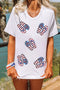 White Sequin American Flag Slipper Pattern Graphic T Shirt
