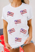 White Sequin Bow American Flag Patched T Shirt