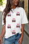 White Sequin Bow Strawberry Graphic Crew Neck T Shirt