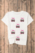 White Sequin Bow Strawberry Graphic Crew Neck T Shirt