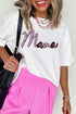 White Sequin mama Graphic Crewneck T Shirt
