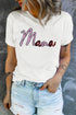 White Sequin mama Graphic Crewneck T Shirt