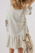 White Sequined Basketball Patched Ruffled Long Sleeve Mini Dress