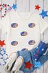 White Sequined Flag Pattern Donuts Graphic T Shirt