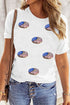 White Sequined Flag Pattern Donuts Graphic T Shirt