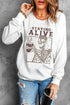 White Skeleton Coffee Letter Graphic Print Pullover Sweatshirt