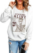 White Skeleton Coffee Letter Graphic Print Pullover Sweatshirt