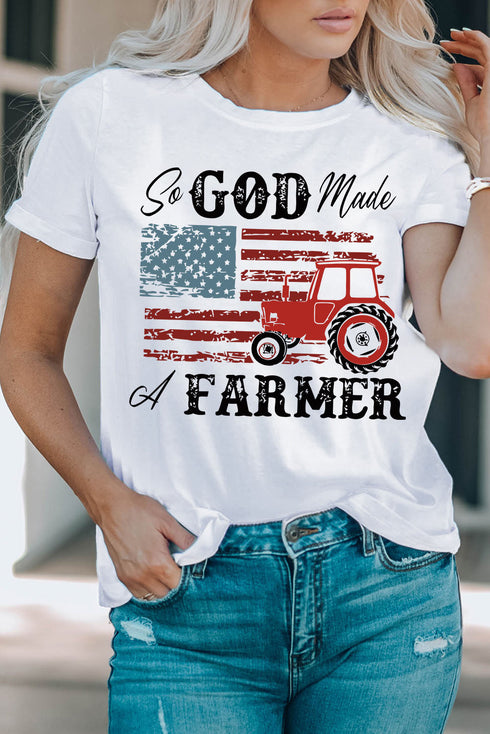 White So God Made A Farmer Graphic Tee