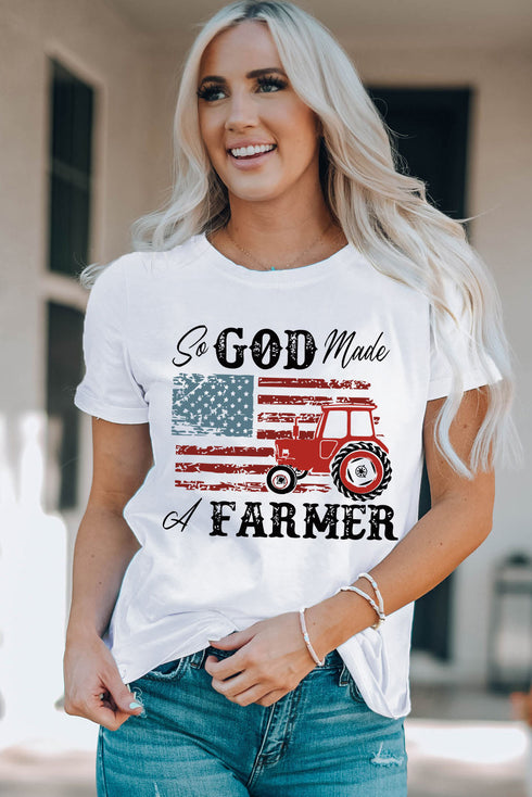 White So God Made A Farmer Graphic Tee
