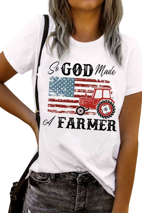 White So God Made A Farmer Graphic Tee