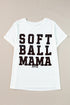 White SOFT BALL MAMA Graphic Crewneck Plus Size Tee