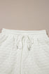 White Solid Color Checkered Texture Short 2pcs Outfit