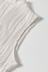 White Solid Color Wavy Textured Round Neck Tank Top