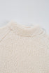 White Solid Fleece High Neck Drop Shoulder Pullover Sweatshirt