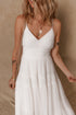 White Spaghetti Straps High Waist Elegant Long Dress