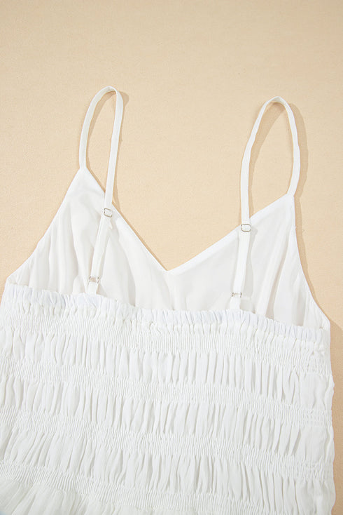 White Spaghetti Straps High Waist Elegant Long Dress