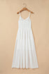 White Spaghetti Straps High Waist Elegant Long Dress