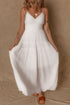 White Spaghetti Straps High Waist Elegant Long Dress