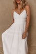 White Spaghetti Straps High Waist Elegant Long Dress