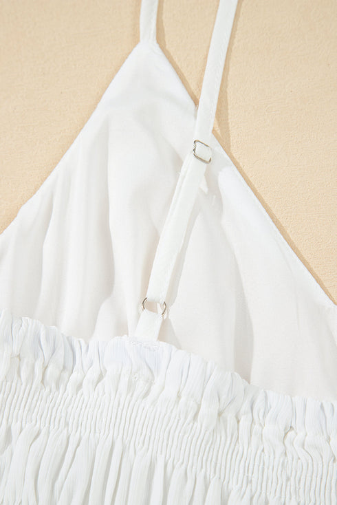 White Spaghetti Straps High Waist Elegant Long Dress