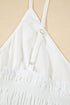 White Spaghetti Straps High Waist Elegant Long Dress