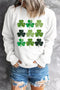 White St. Patrick'S Day Clover Print Long Sleeve Sweatshirt