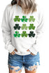 White St. Patrick'S Day Clover Print Long Sleeve Sweatshirt