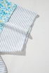 White Stripe Floral Insert Sleeves Contrast Round Neck Tee