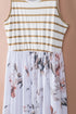 White Striped Floral Print Sleeveless Maxi Dress With Pocket