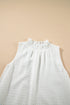White Textured Frilled High Neck Sleeveless Ruffled Mini Dress