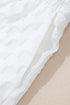White Textured Split Neck Top and Drawstring Shorts Set