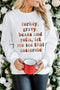 White Thanksgiving Letter Graphic Print Long Sleeve Sweatshirt