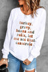 White Thanksgiving Letter Graphic Print Long Sleeve Sweatshirt
