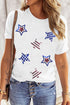 White USA Sequin Stars Patched Casual T Shirt