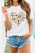 White Valentines Day Heart Shaped Print Crew Neck Graphic Tee