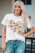 White Valentines Day Heart Shaped Print Crew Neck Graphic Tee