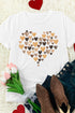 White Valentines Day Heart Shaped Print Crew Neck Graphic Tee