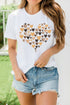 White Valentines Day Heart Shaped Print Crew Neck Graphic Tee