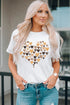 White Valentines Day Heart Shaped Print Crew Neck Graphic Tee