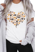 White Valentines Day Heart Shaped Print Crew Neck Graphic Tee