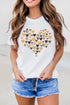 White Valentines Day Heart Shaped Print Crew Neck Graphic Tee