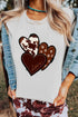 White Valentine'S Western Fashion Day Heart Print T-Shirt