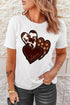 White Valentine'S Western Fashion Day Heart Print T-Shirt