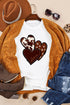 White Valentine'S Western Fashion Day Heart Print T-Shirt